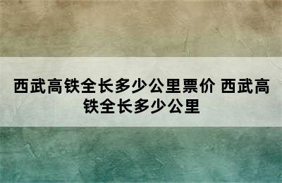 西武高铁全长多少公里票价 西武高铁全长多少公里
